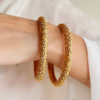 Yzai Minimal Gold Tone Bangles ( Set of 2)